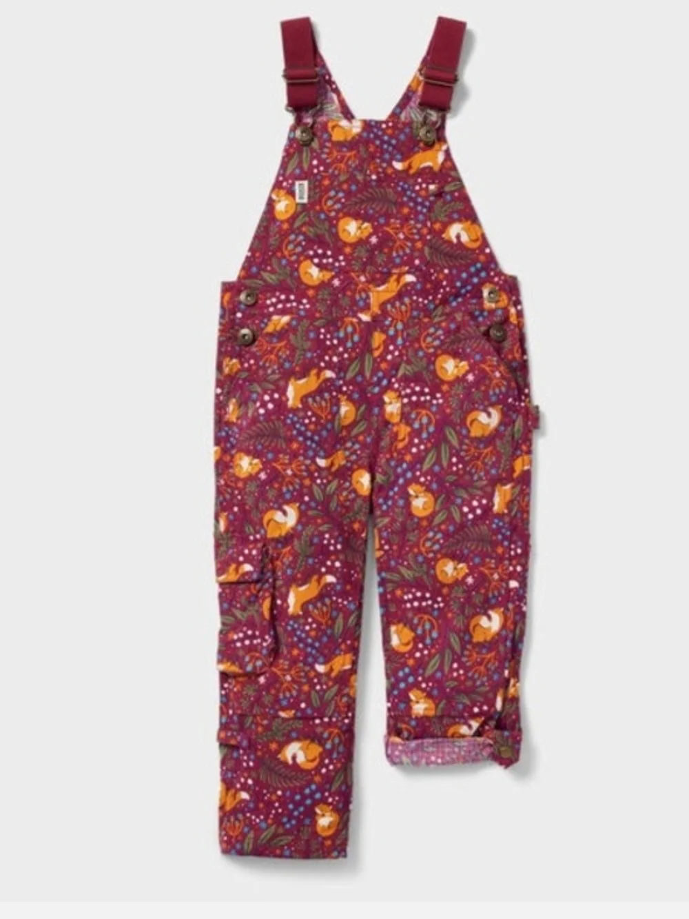 Duluth Trading Co Pink Floral Fox Print Kids Overalls - Picture 1 of 5